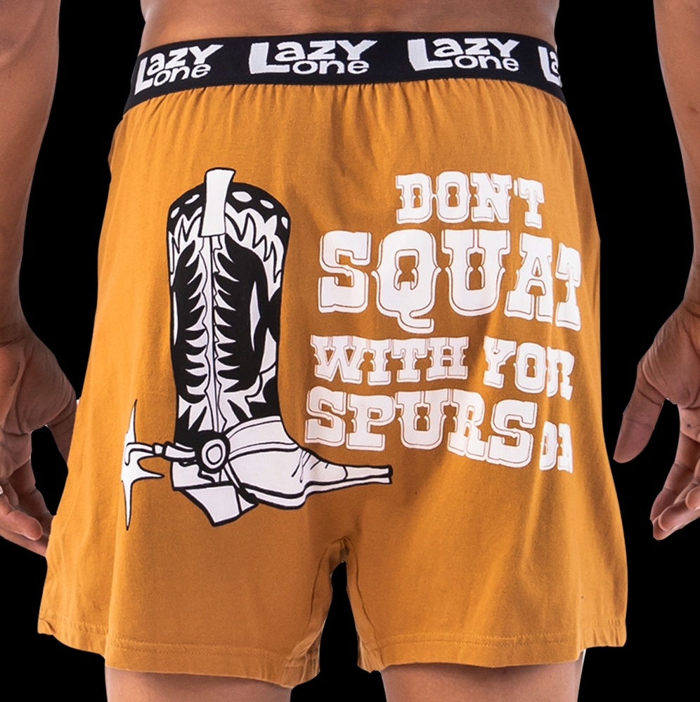 Nwot Lazy one Don't Squat With Your Spurs On Men's Boot Funny Boxer (64)